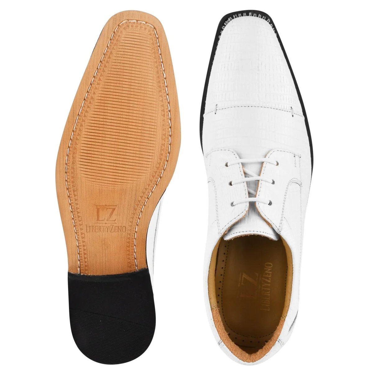 Liberty Zeno Jostin Genuine Leather Lizard Print Oxford Style Dress Shoes For Men - Image 31