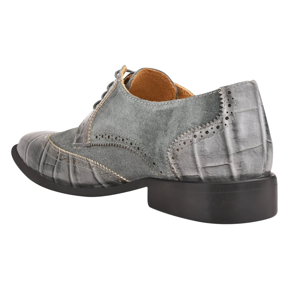 Liberty Zeno Macon Leather and Suede Crocodile Printed Oxford Dress Shoes - Image 10