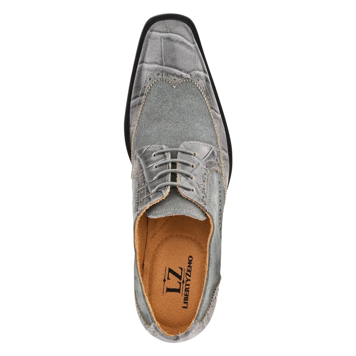 Liberty Zeno Macon Leather and Suede Crocodile Printed Oxford Dress Shoes - Image 11