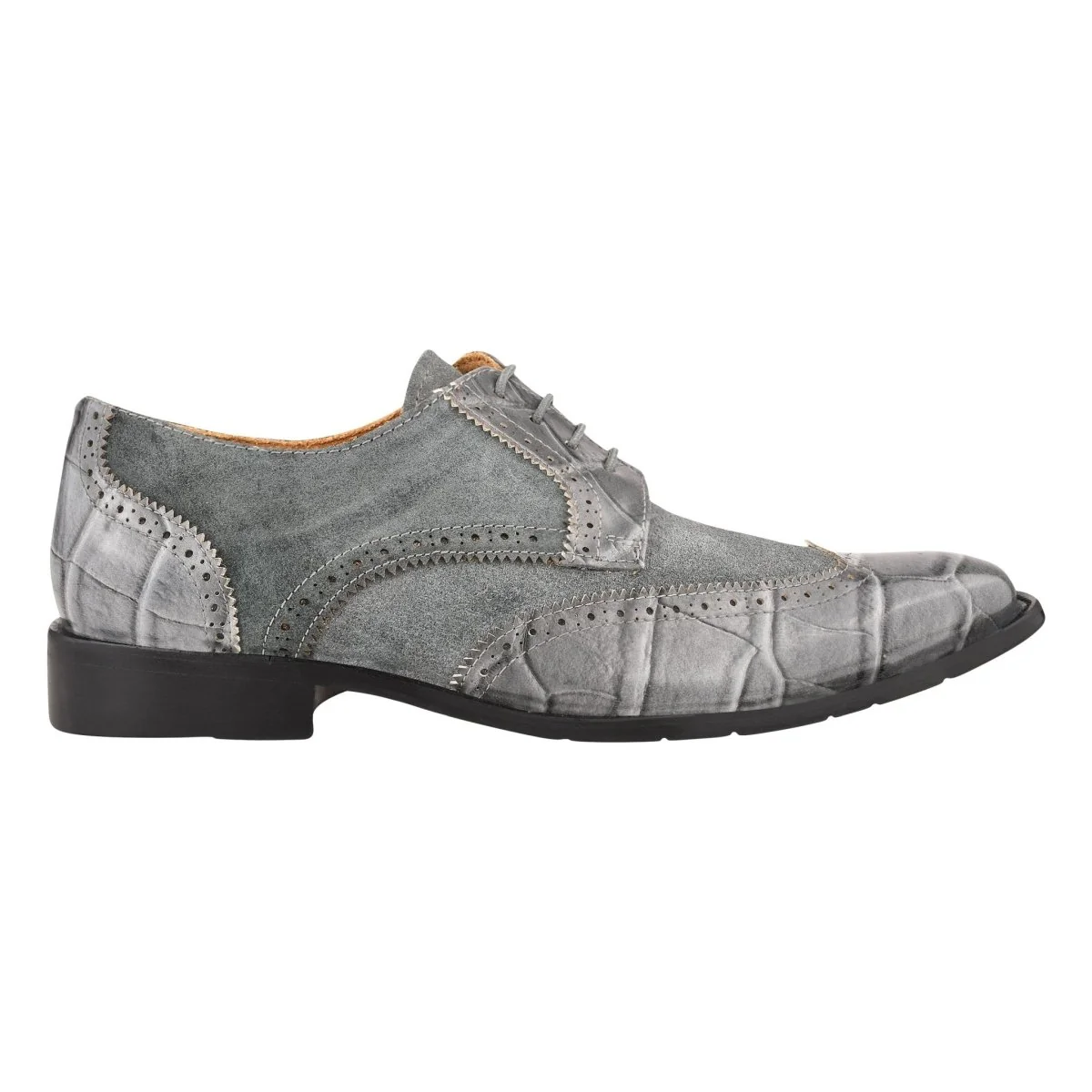 Liberty Zeno Macon Leather and Suede Crocodile Printed Oxford Dress Shoes - Image 12