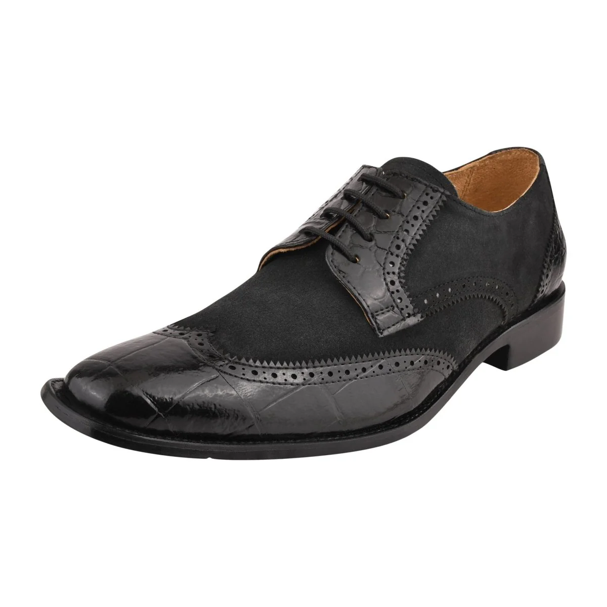 Liberty Zeno Macon Leather and Suede Crocodile Printed Oxford Dress Shoes - Image 15