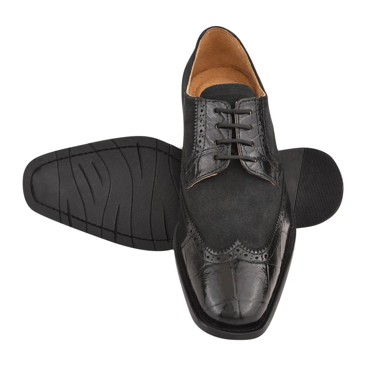 Liberty Zeno Macon Leather and Suede Crocodile Printed Oxford Dress Shoes - Image 16