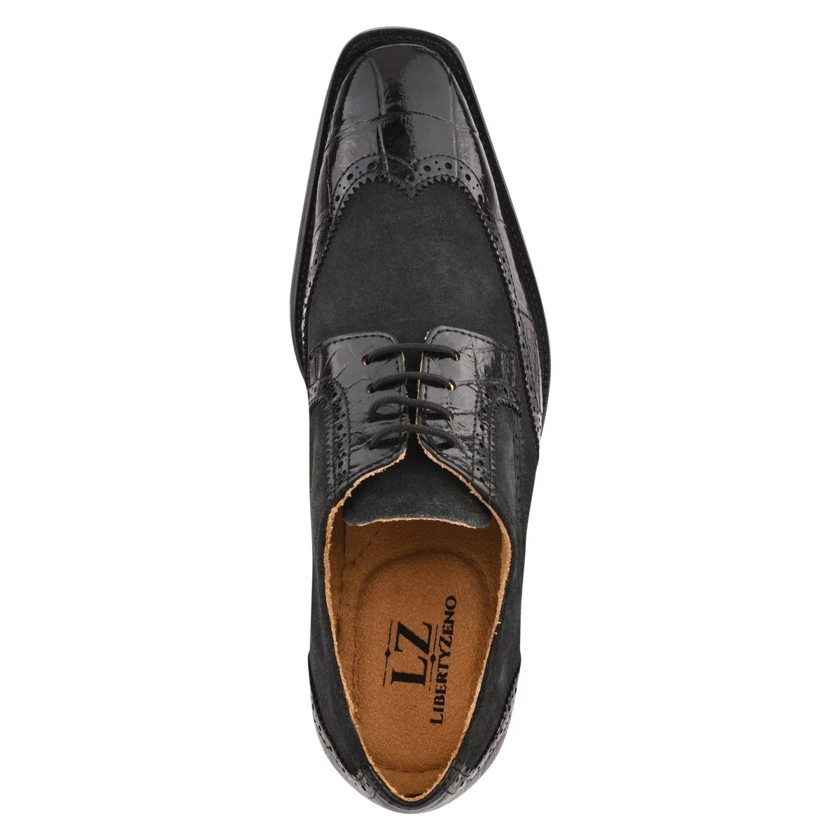 Liberty Zeno Macon Leather and Suede Crocodile Printed Oxford Dress Shoes - Image 18
