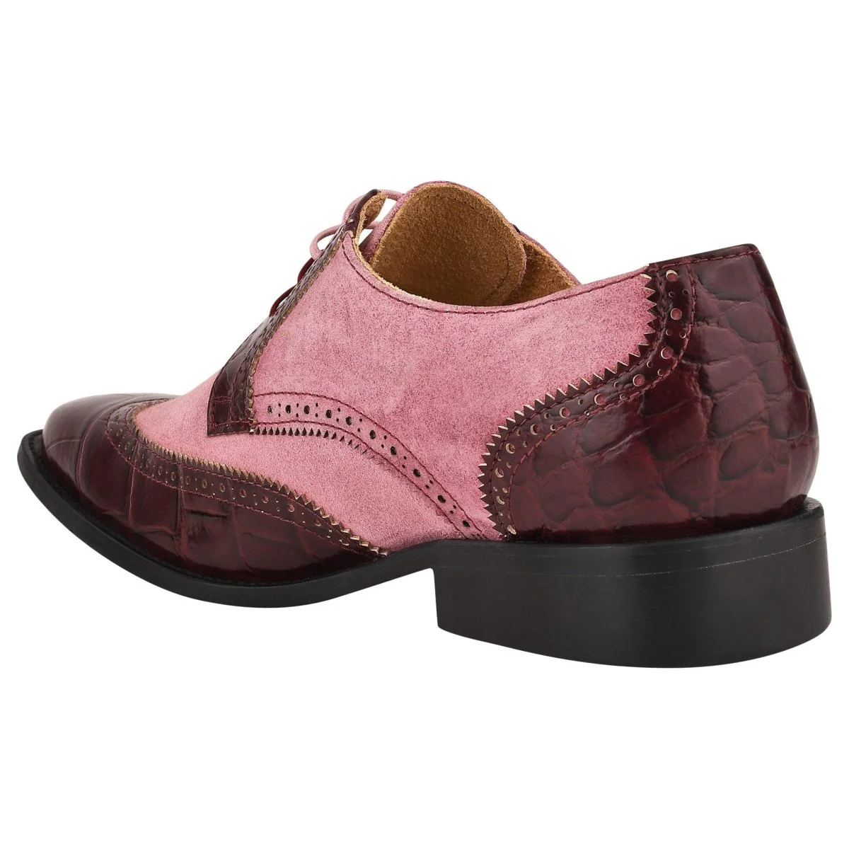 Liberty Zeno Macon Leather and Suede Crocodile Printed Oxford Dress Shoes - Image 3