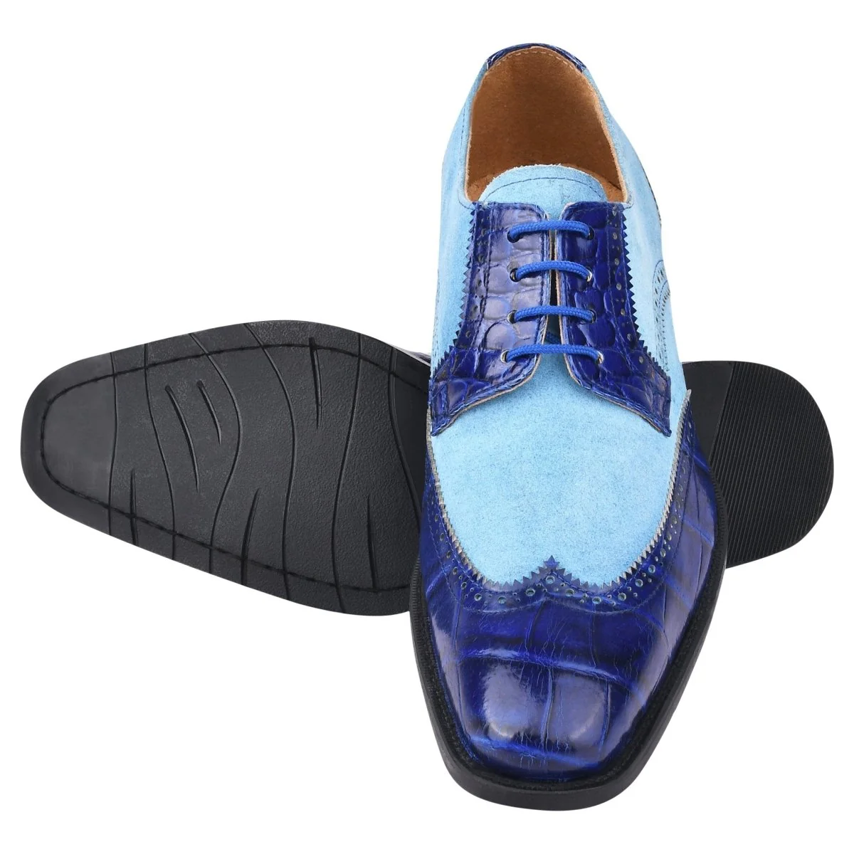 Liberty Zeno Macon Leather and Suede Crocodile Printed Oxford Dress Shoes - Image 39