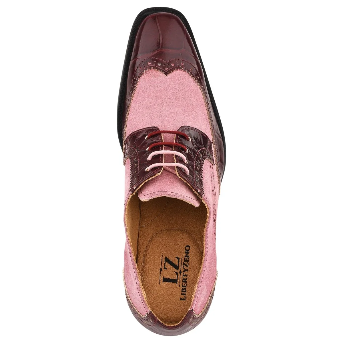 Liberty Zeno Macon Leather and Suede Crocodile Printed Oxford Dress Shoes - Image 4