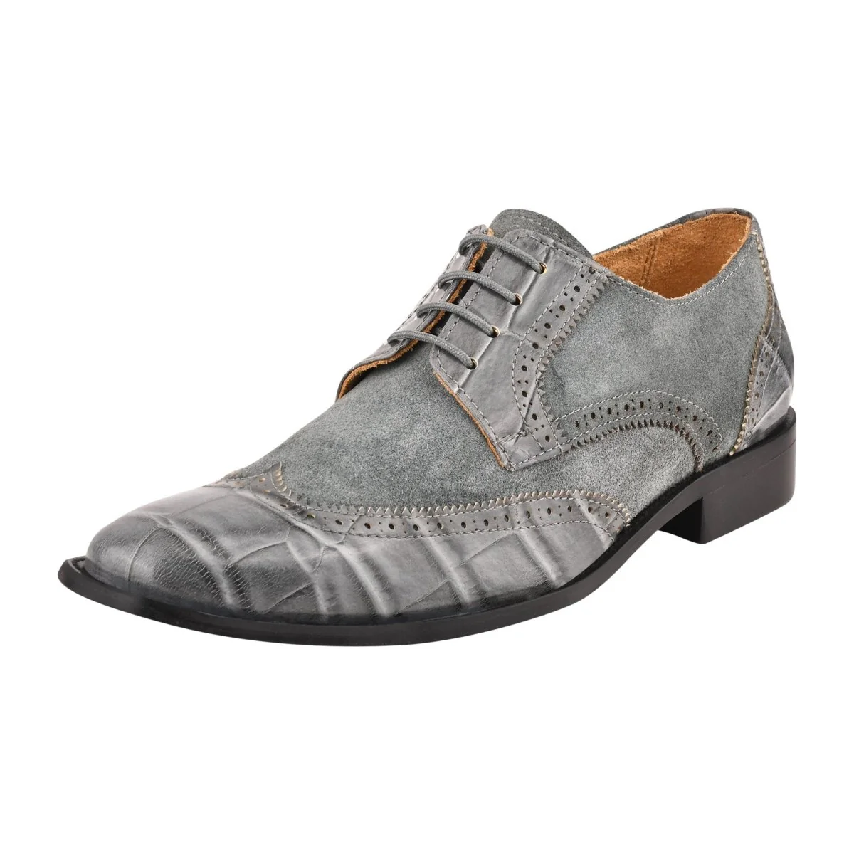 Liberty Zeno Macon Leather and Suede Crocodile Printed Oxford Dress Shoes - Image 8