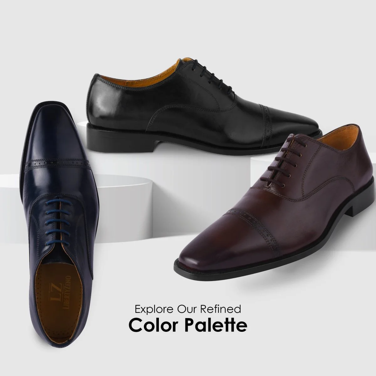 Liberty Zeno Oscar Mens Leather Lace up Oxford Designer Dress Shoes - Image 3