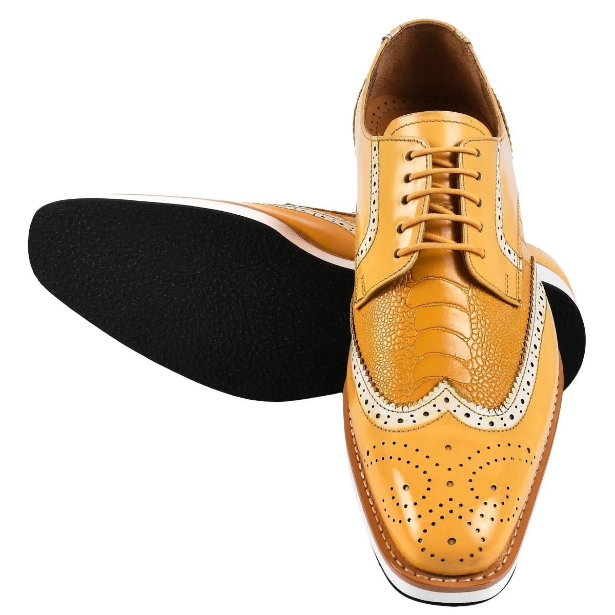Liberty Zeno Roy Ostrich Leather Perforated toe Casual Oxford Dress Shoes - Image 11