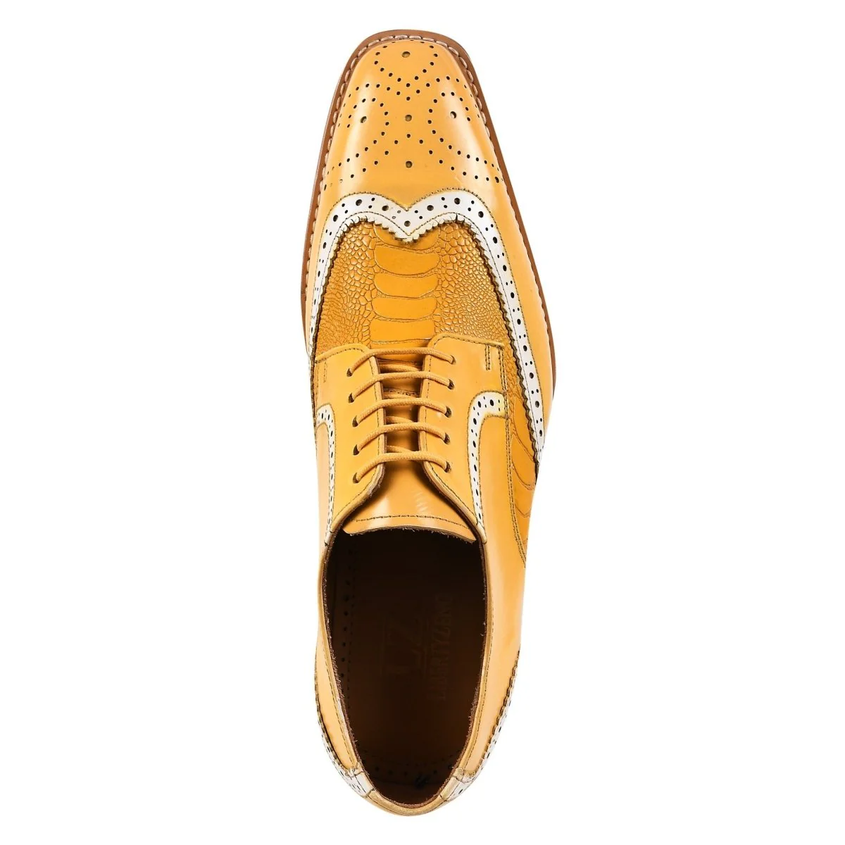 Liberty Zeno Roy Ostrich Leather Perforated toe Casual Oxford Dress Shoes - Image 13