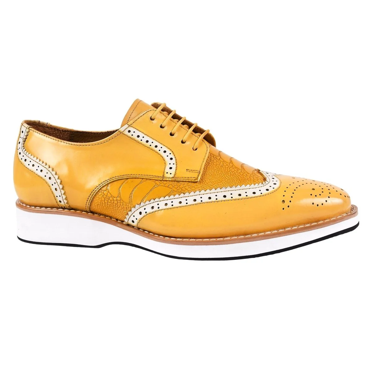 Liberty Zeno Roy Ostrich Leather Perforated toe Casual Oxford Dress Shoes - Image 14