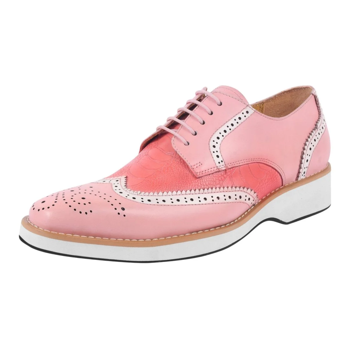 Liberty Zeno Roy Ostrich Leather Perforated toe Casual Oxford Dress Shoes - Image 17