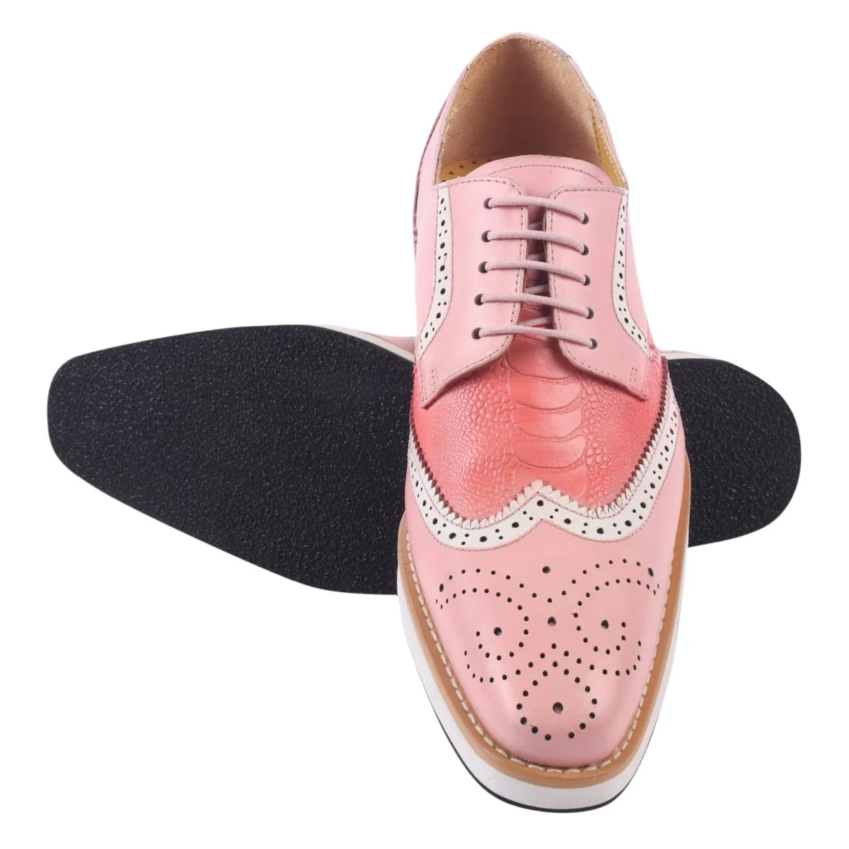 Liberty Zeno Roy Ostrich Leather Perforated toe Casual Oxford Dress Shoes - Image 19