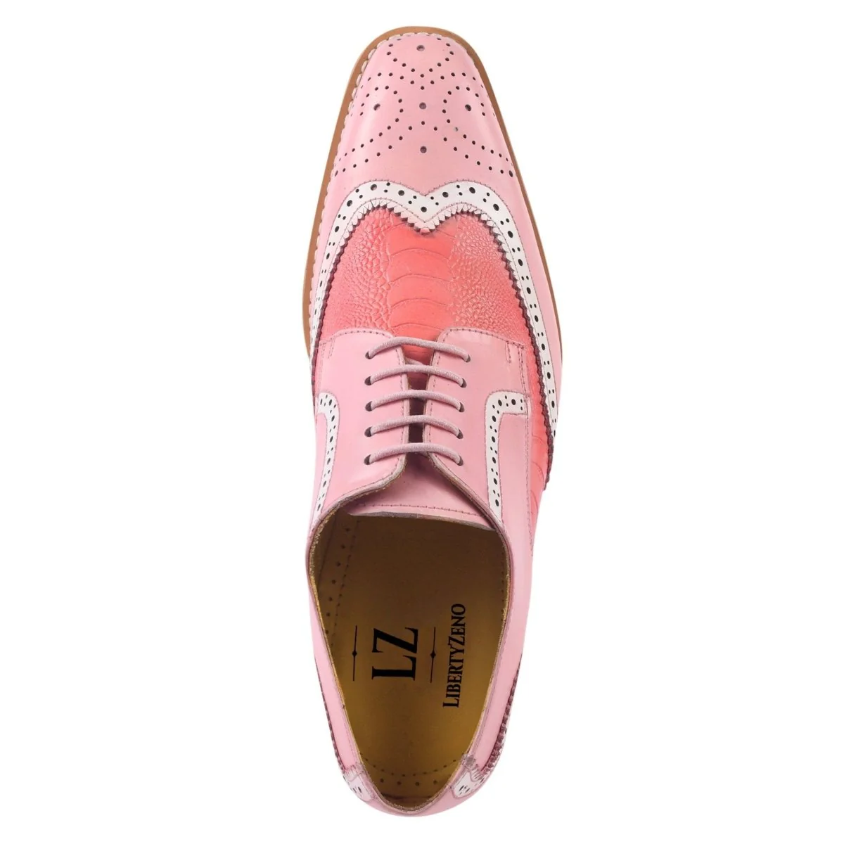 Liberty Zeno Roy Ostrich Leather Perforated toe Casual Oxford Dress Shoes - Image 21