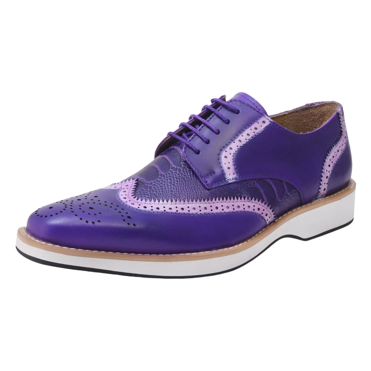 Liberty Zeno Roy Ostrich Leather Perforated toe Casual Oxford Dress Shoes - Image 25