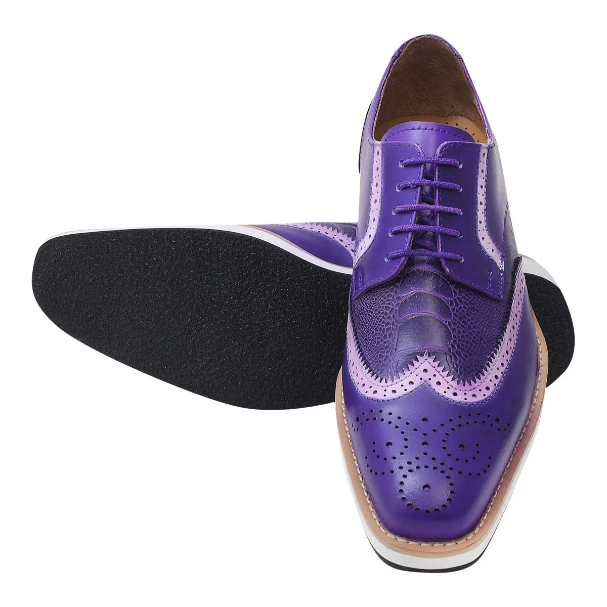 Liberty Zeno Roy Ostrich Leather Perforated toe Casual Oxford Dress Shoes - Image 27
