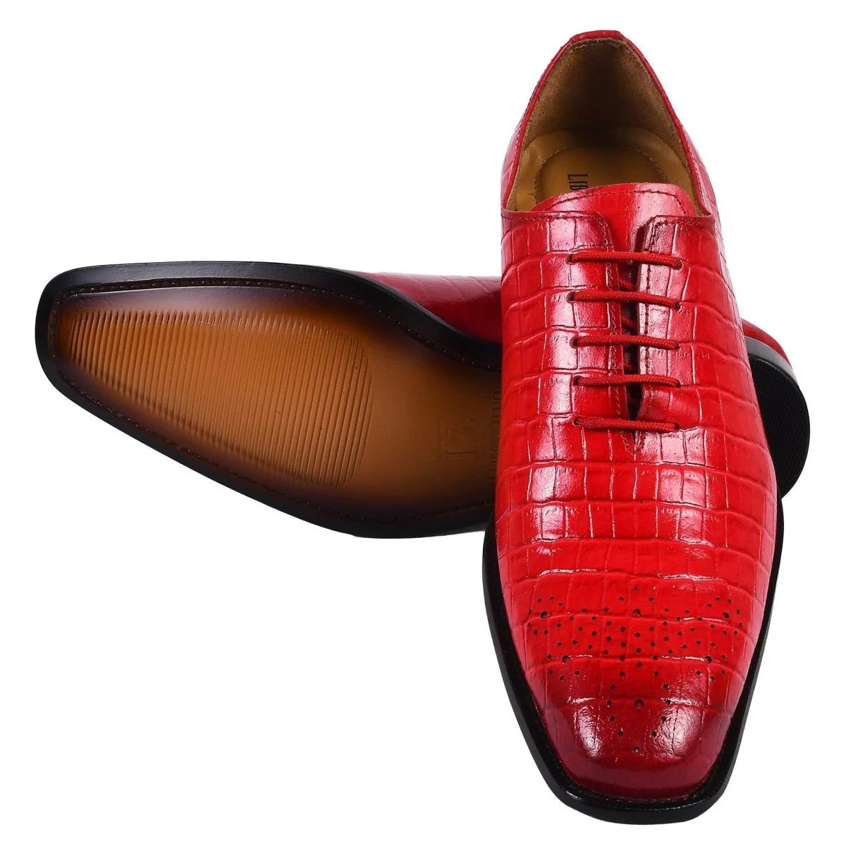 Liberty Zeno Walter Small Croco Leather Lace up Oxford Dress shoes - Image 2
