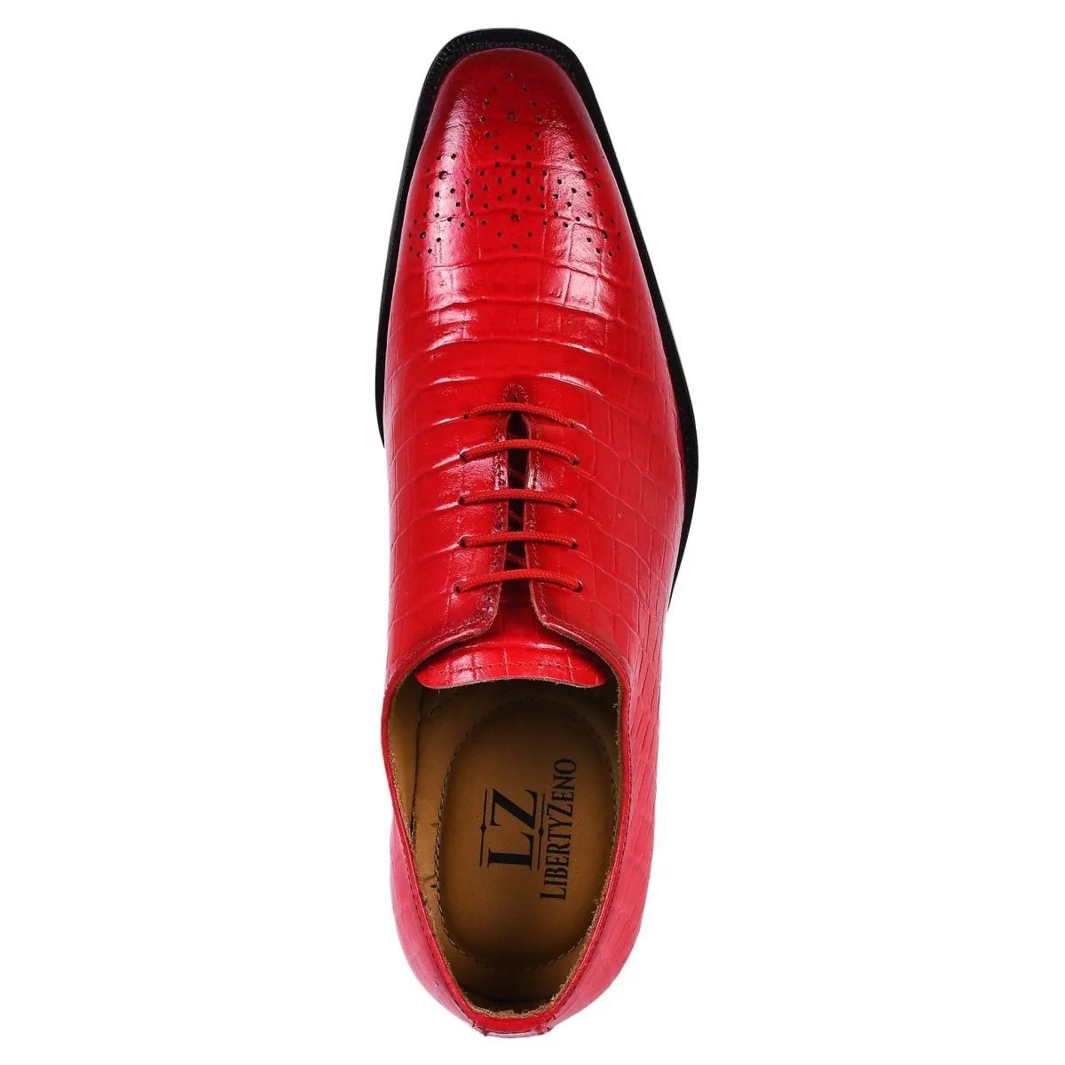 Liberty Zeno Walter Small Croco Leather Lace up Oxford Dress shoes - Image 4