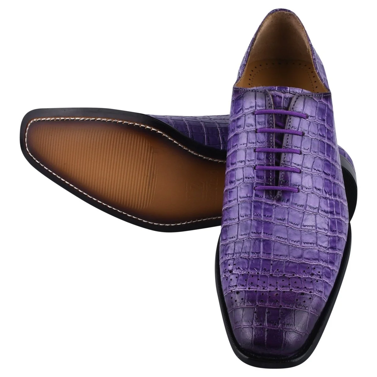 Liberty Zeno Walter Small Croco Leather Lace up Oxford Dress shoes - Image 9