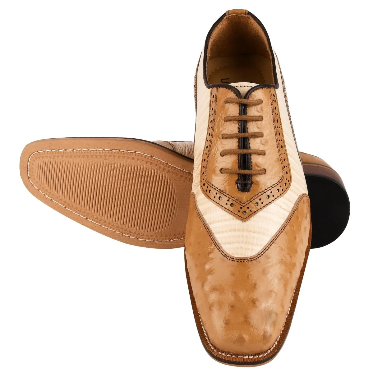 Liberty Zeno William Genuine Leather Two Tonned Lizard/Ostrich Print Oxford Shoes - Image 9