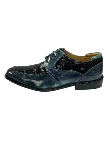 LIBERTYZENO Men's Leather Croco Print Oxford Two Toned Dress Shoes - Image 2