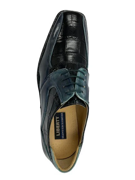LIBERTYZENO Men's Leather Croco Print Oxford Two Toned Dress Shoes - Image 5