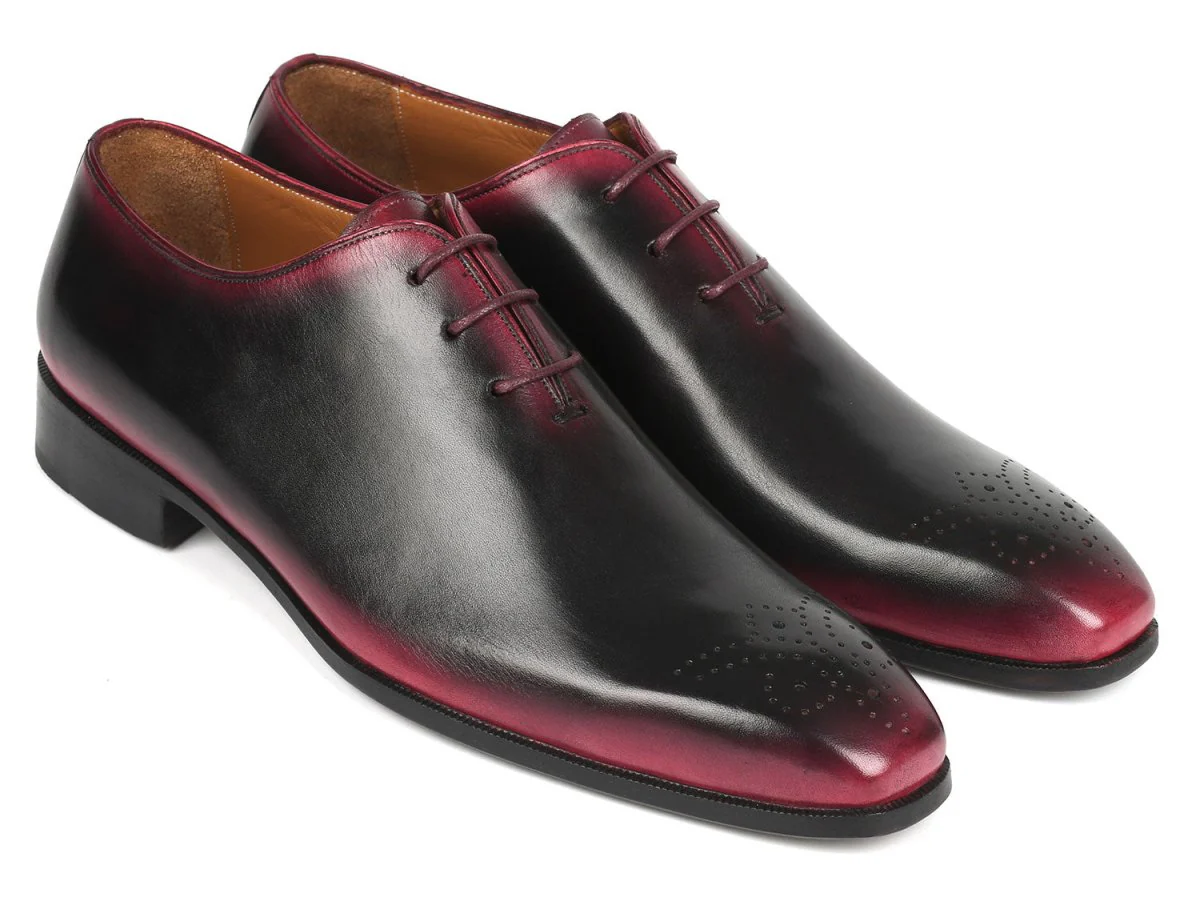 Paul Parkman Black and Red Men's Oxford Shoes (ID#KR254-01-83)