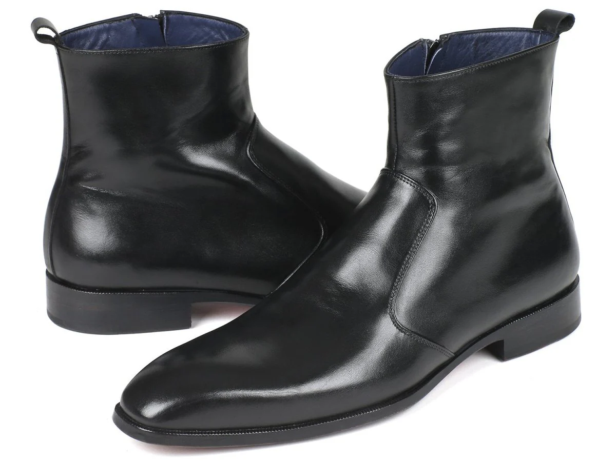 Paul Parkman Black Leather Side Zipper Boots (ID#BT485-BLK) - Image 2