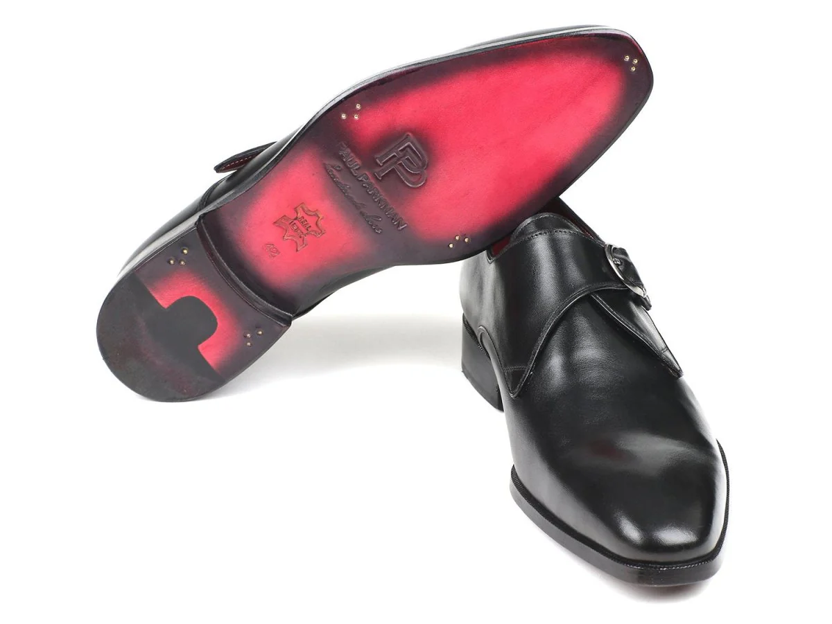 Paul Parkman Black Leather Single Monkstraps (ID#011BLK54) - Image 3