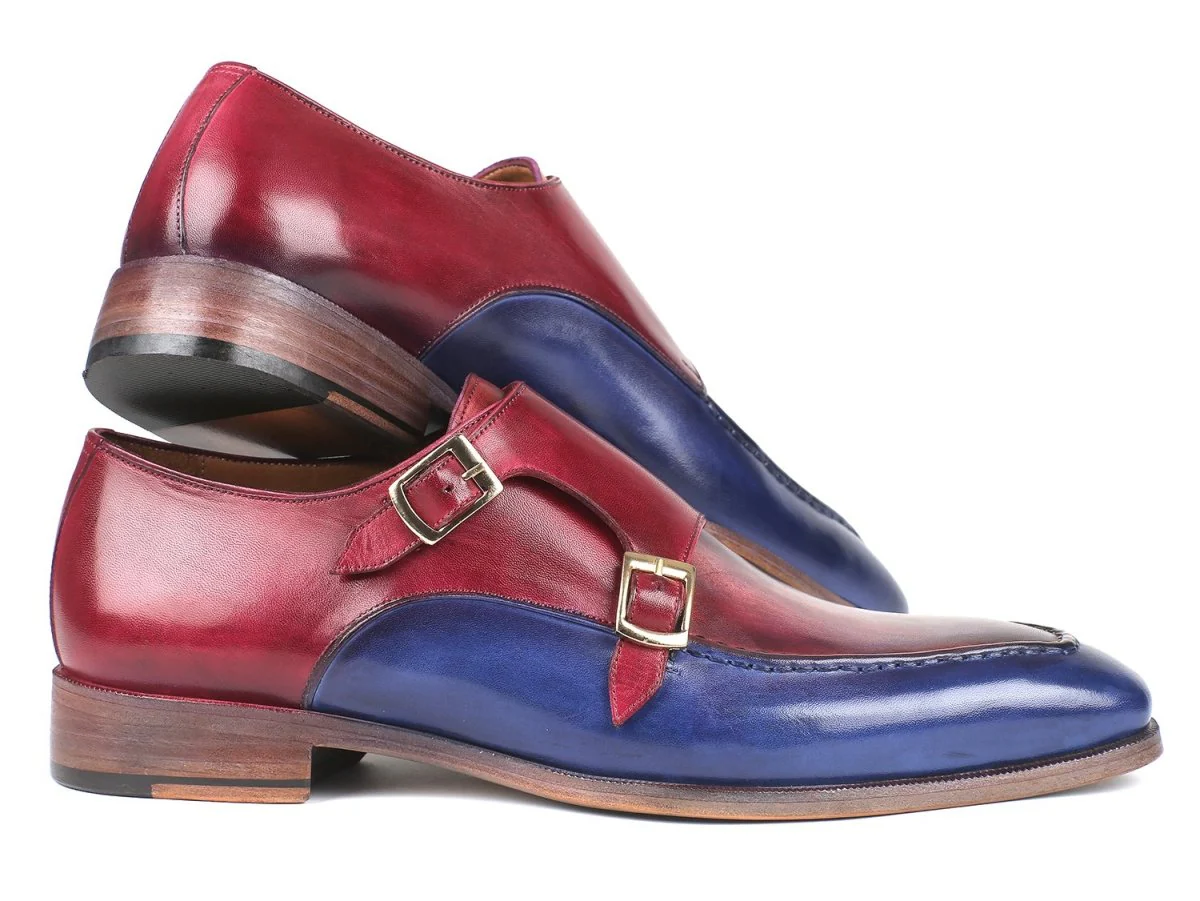 Paul Parkman Blue and Bordeaux Double Monkstraps (ID#SW533YR) - Image 2