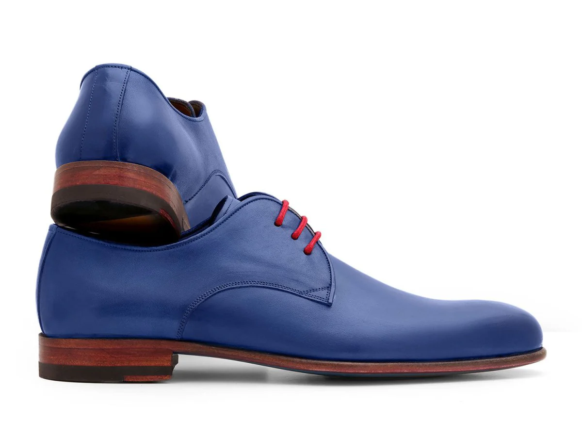 Paul Parkman Blue Hand Painted Derby Shoes (ID#633BLU13) - Image 2