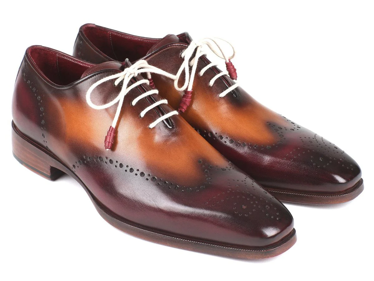Paul Parkman Bordeaux and Camel Wingtip Oxfords (ID#097BY30)