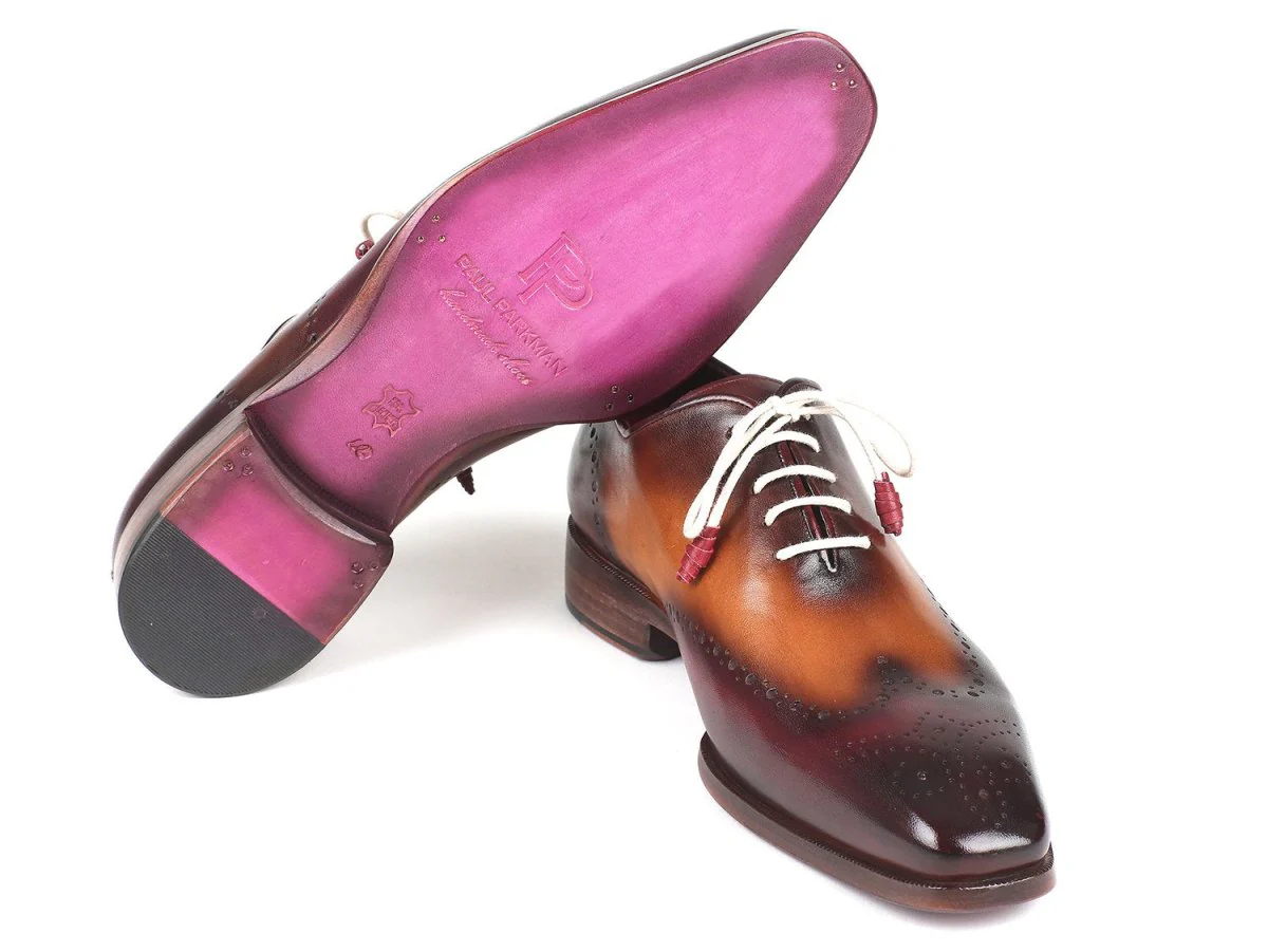 Paul Parkman Bordeaux and Camel Wingtip Oxfords (ID#097BY30) - Image 6