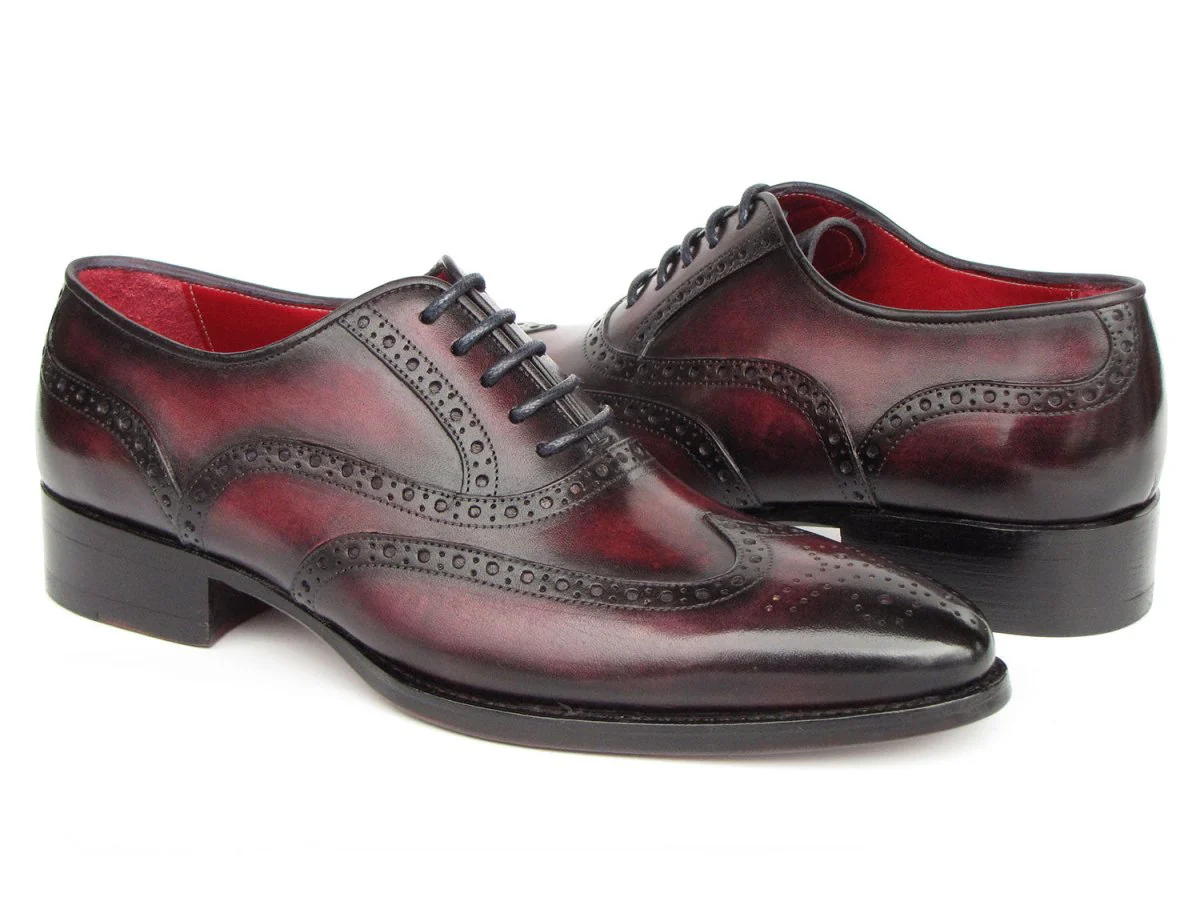 Paul Parkman Bordeaux Burnished Goodyear Welted Wingtip Oxford Shoes - Image 6