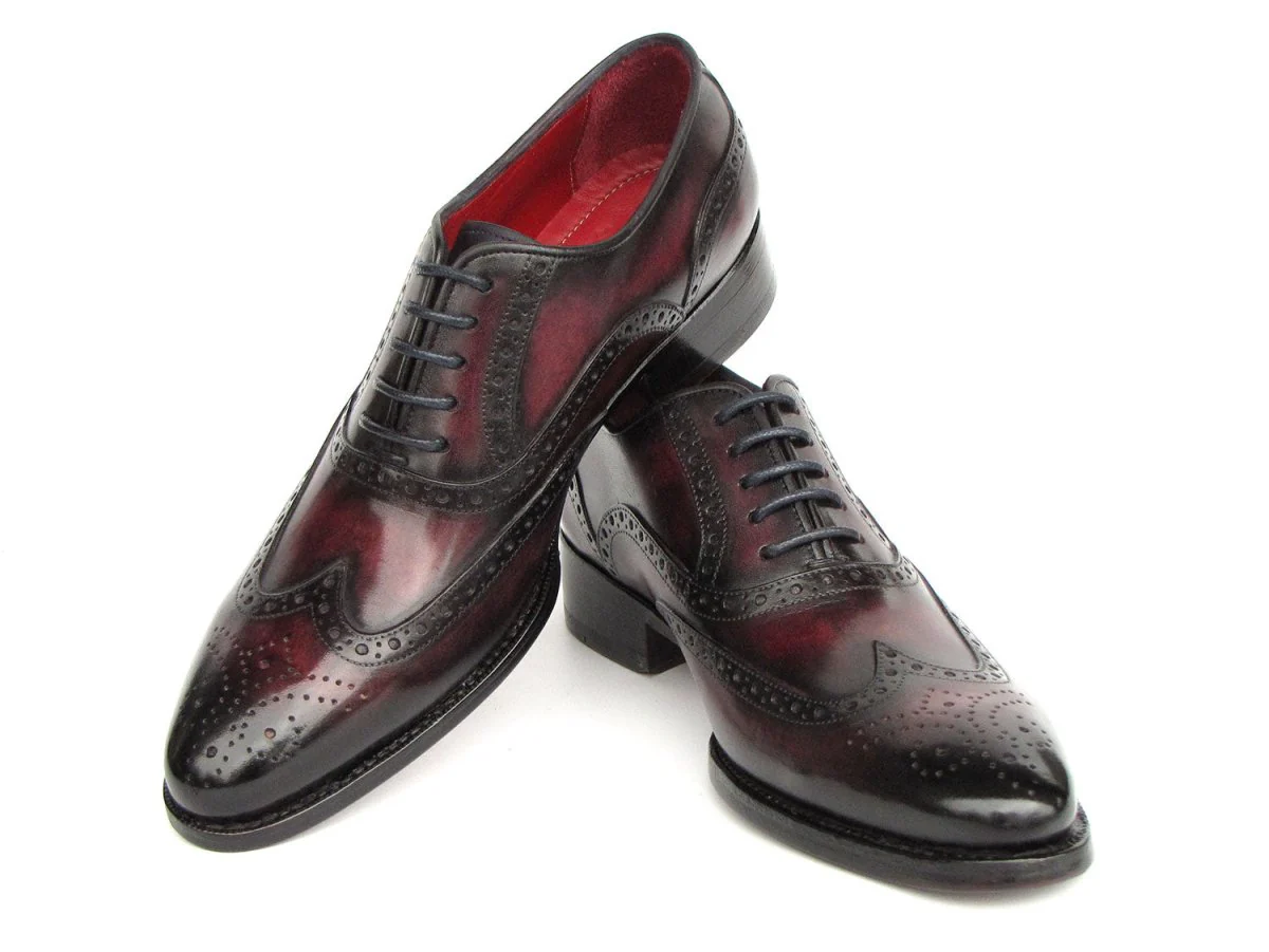 Paul Parkman Bordeaux Burnished Goodyear Welted Wingtip Oxford Shoes (ID#66BRD94) - Image 4