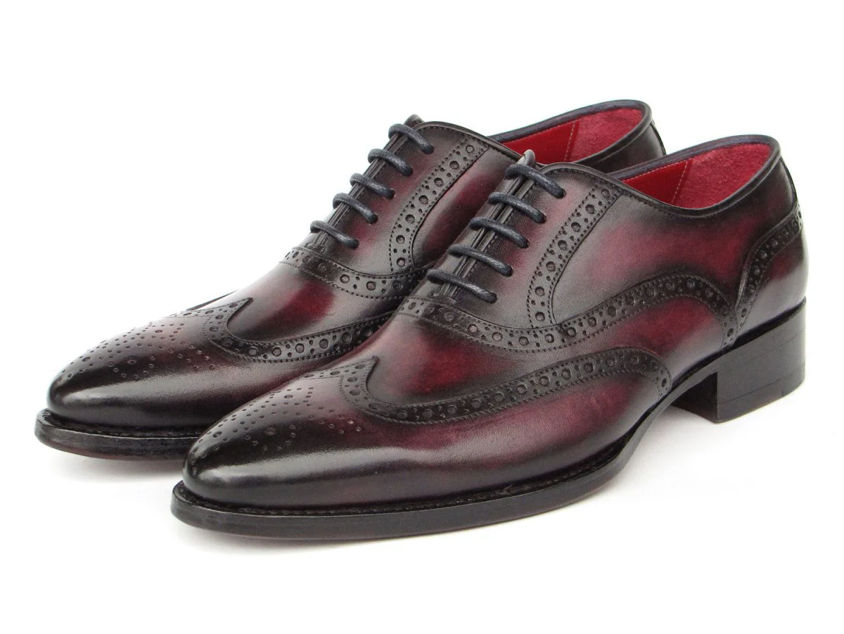 Paul Parkman Bordeaux Burnished Goodyear Welted Wingtip Oxford Shoes (ID#66BRD94) - Image 5