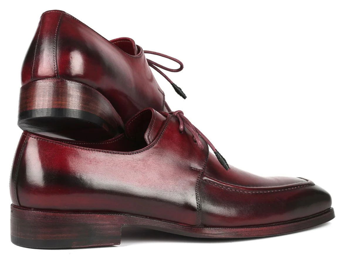 Paul Parkman Bordeaux Leather Apron Derby Shoes For Men (ID#13BRD92) - Image 4
