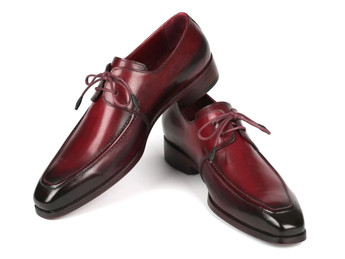 Paul Parkman Bordeaux Leather Apron Derby Shoes For Men (ID#13BRD92) - Image 5