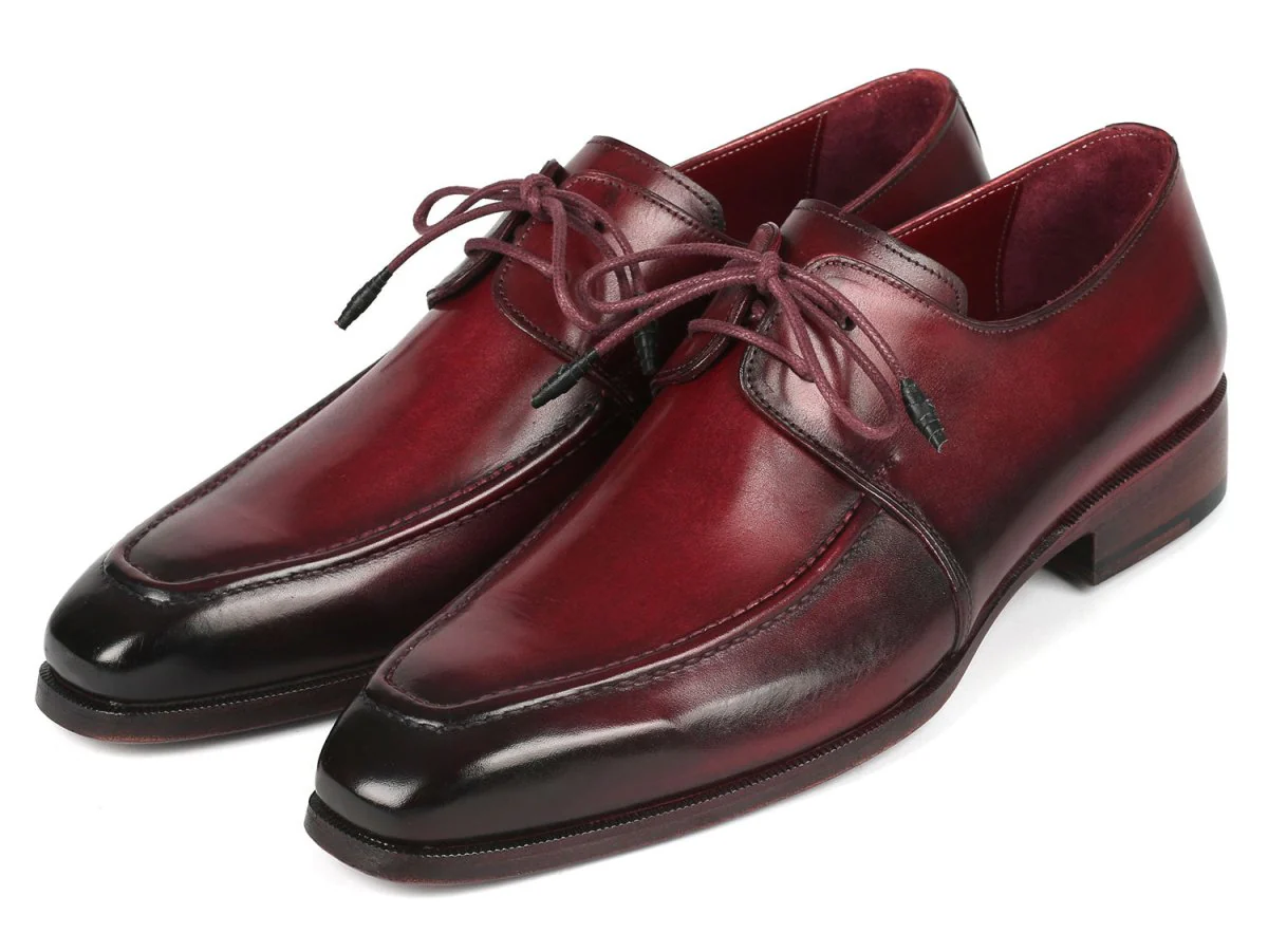 Paul Parkman Bordeaux Leather Apron Derby Shoes For Men (ID#13BRD92) - Image 6