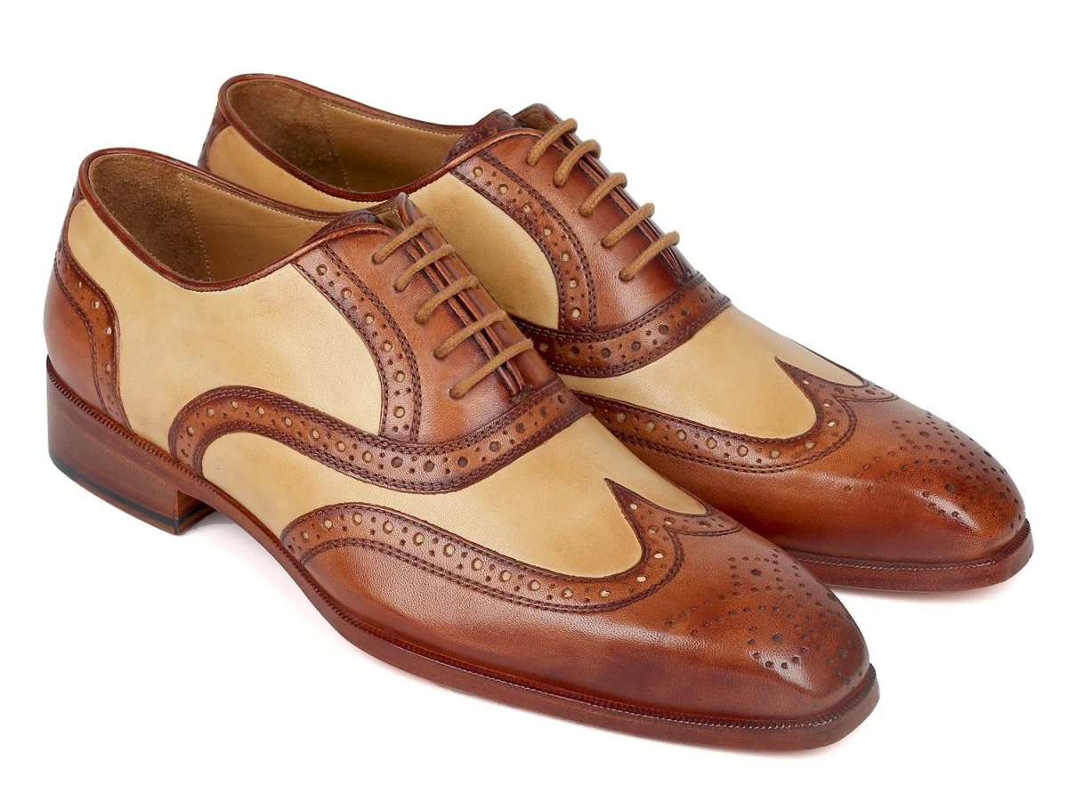 Paul Parkman Brown and Beige Dual Tone Oxfords (ID#224BJ57)