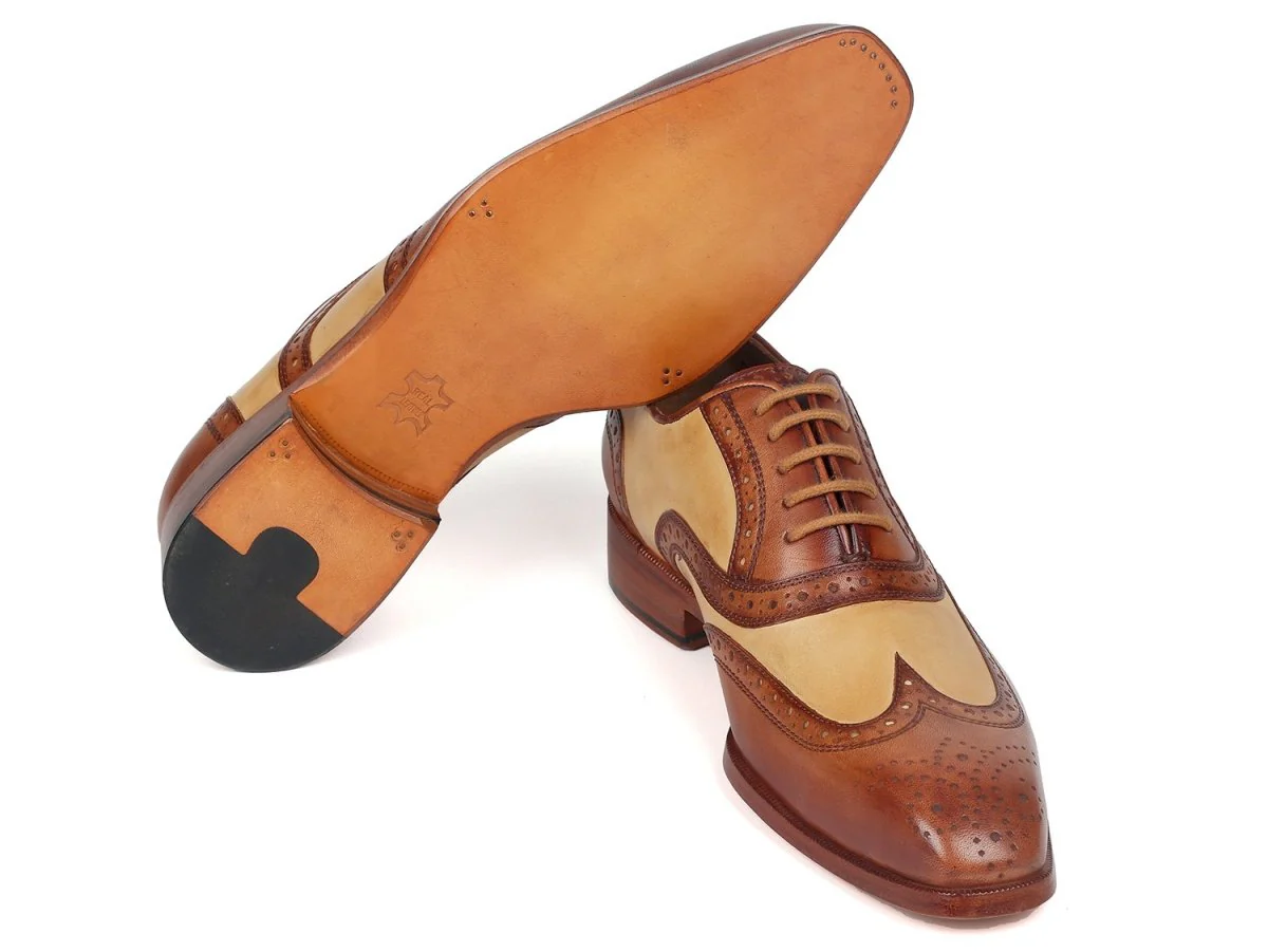 Paul Parkman Brown and Beige Dual Tone Oxfords (ID#224BJ57) - Image 4