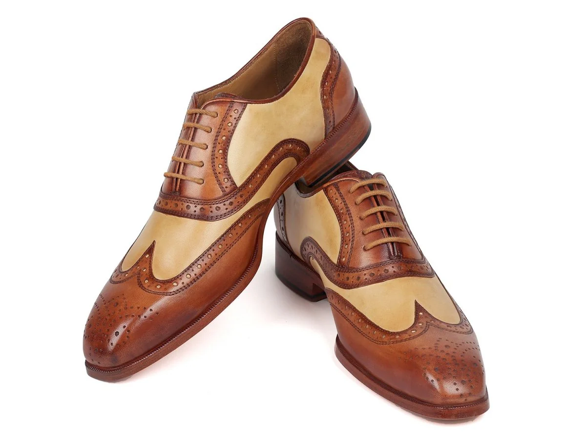 Paul Parkman Brown and Beige Dual Tone Oxfords (ID#224BJ57) - Image 5