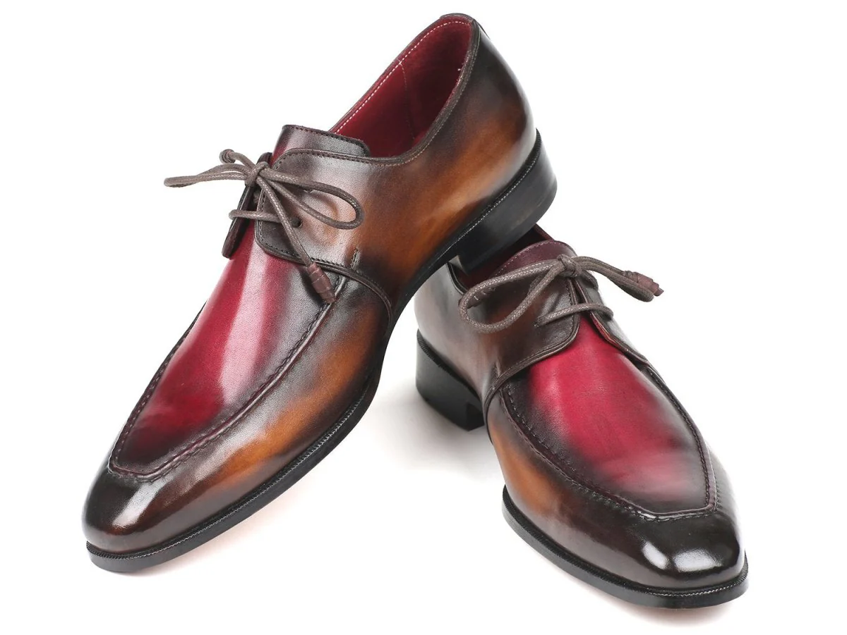 Paul Parkman Brown and Bordeaux Dual Tone Apron Derby Shoes (ID#33BB12) - Image 4
