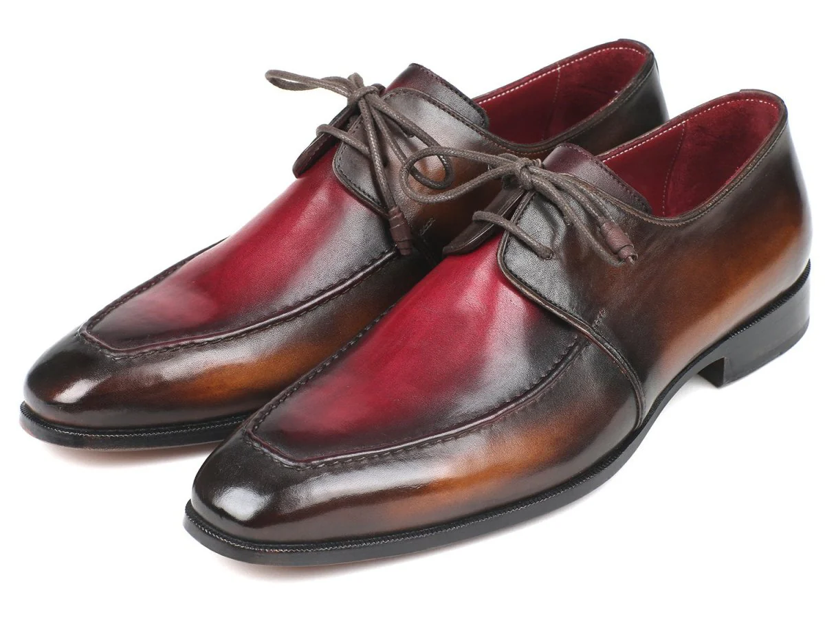 Paul Parkman Brown and Bordeaux Dual Tone Apron Derby Shoes (ID#33BB12) - Image 5