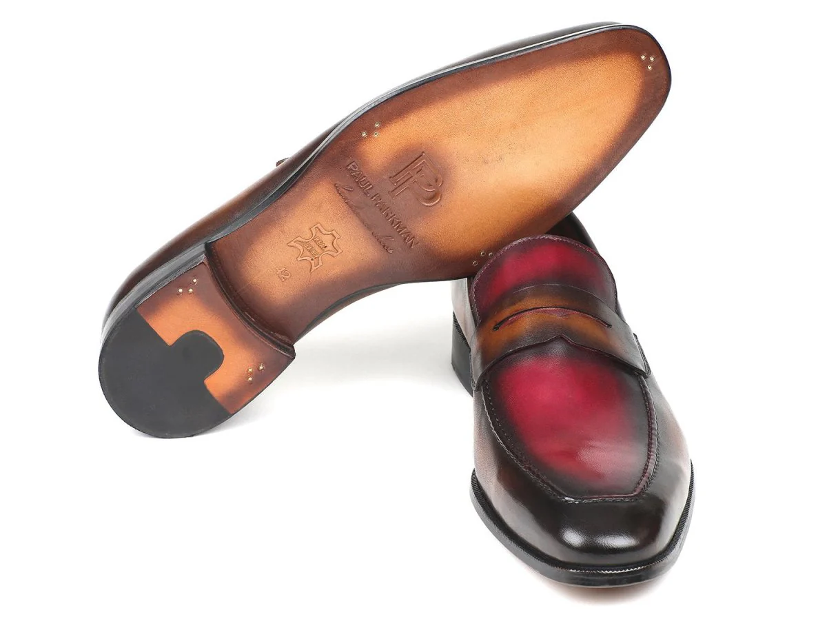 Paul Parkman Brown and Bordeaux Dual Tone Loafers for Men (ID#10BB22) - Image 2