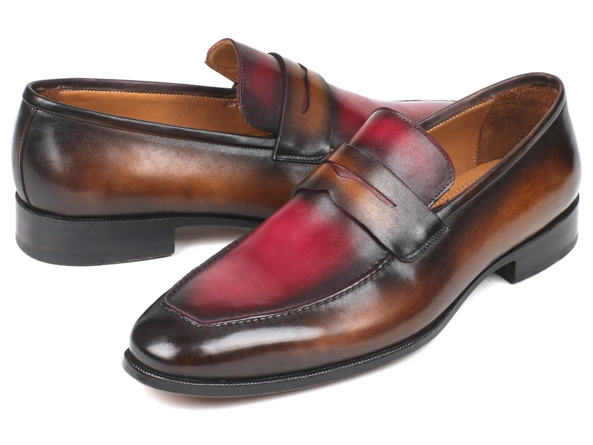 Paul Parkman Brown and Bordeaux Dual Tone Loafers for Men (ID#10BB22) - Image 5