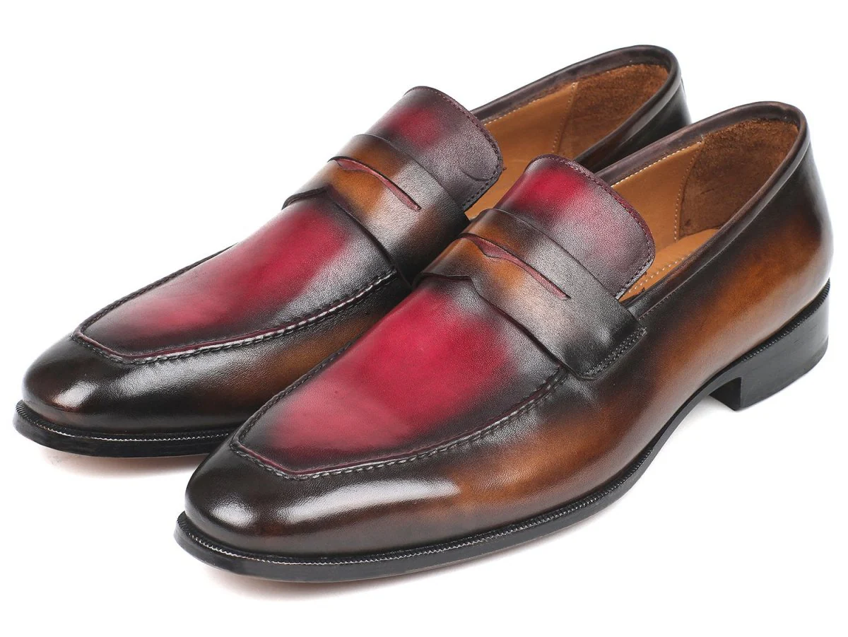 Paul Parkman Brown and Bordeaux Dual Tone Loafers for Men (ID#10BB22) - Image 6