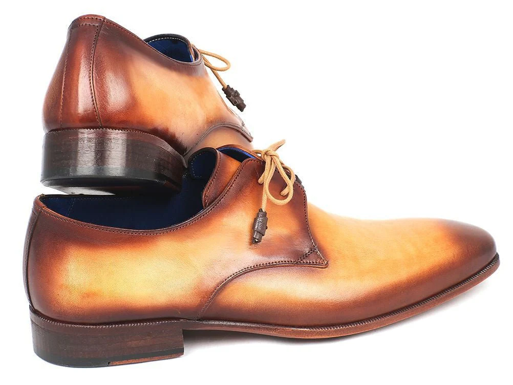 Paul Parkman Brown and Camel Hand-Painted Derby Shoes (ID#326-CMLBRW) - Image 2