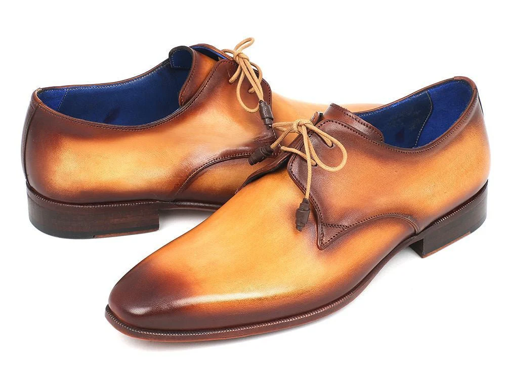 Paul Parkman Brown and Camel Hand-Painted Derby Shoes (ID#326-CMLBRW) - Image 4