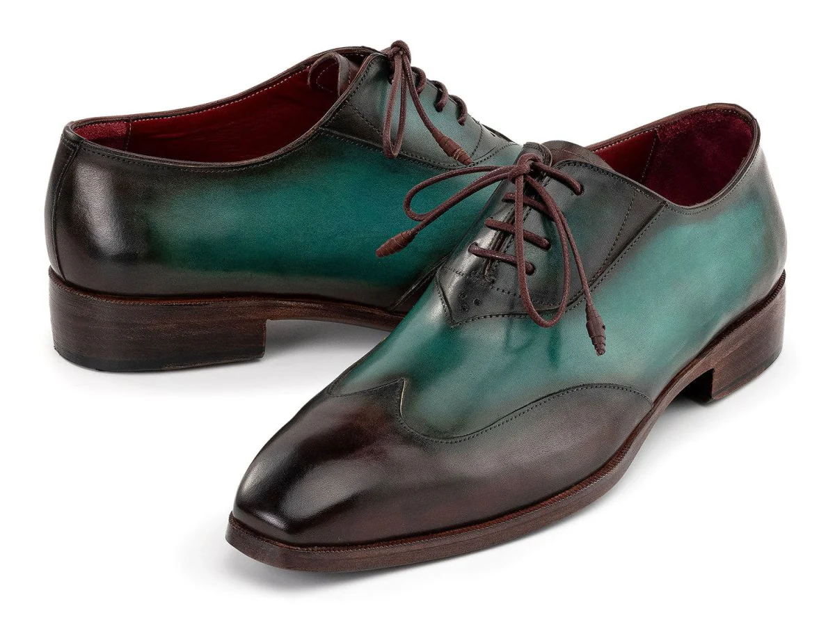 Paul Parkman Brown and Green Patina Leather Wingtip Oxford Shoes AL3257SJ - Image 2